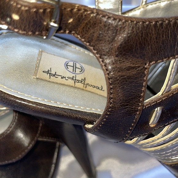 Hot In Hollywood Sexy Silver & Brown Lace Up Slingback Stiletto Heels Size 9 - Picture 9 of 10